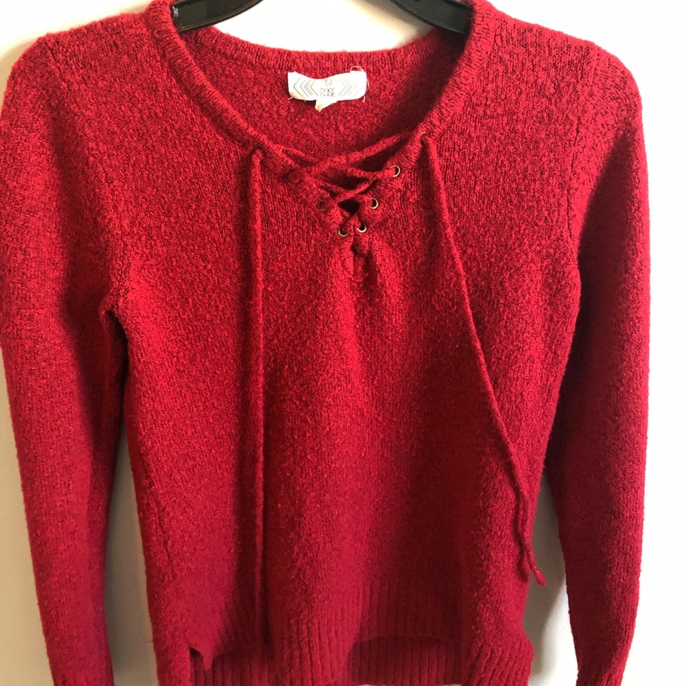 Fuzzy red long sleeve top